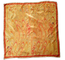 Vera Neumann Vtg Silk Scarf Multicolor Rectangle 25" x 26" Hand Roll Japan 70s