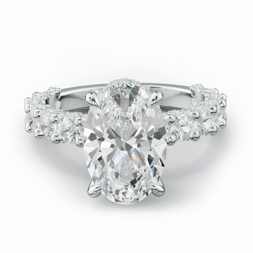 Diamond Engagement Ring 4.50 Ct IGI Certified Lab Grown Oval Cut 14k White Gold-image