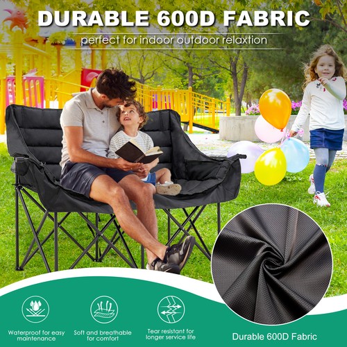 Silla de Camping SLSY Silla Plegable Doble Resistente Silla Loveseat 2 Personas 990lb - Imagen 19 de 24