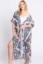 Anthropologie Women's Aztec Geometric Long Cover Up Kimono Cardigan