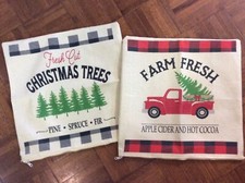 NEW Set Of 2 CHRISTMAS TOSS THROW PILLOW COVER CASE 16" Sq   FARM FRESH  