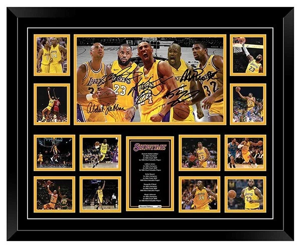 LA LAKERS KOBE BRYANT LEBRON JAMES SHAQ MAGIC SIGNED LTD ED FRAMED MEMORABILIA - image 2 of 4