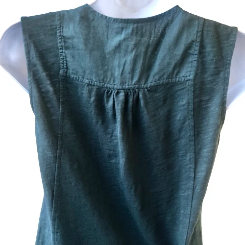 GENERRA Sleeveless Top Button Detail Green Rolled Hem Womens Size Small - Image 4 of 4