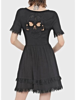 knee length dresses for ladies Skull Print Sleeveless Gothic Dress with High Waist Design main image 1