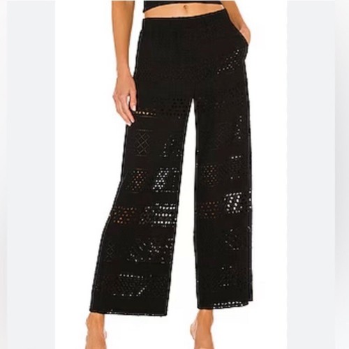 Alice + Olivia NEW Adele Eyelet Crop Pants Black size L - Picture 8 of 8