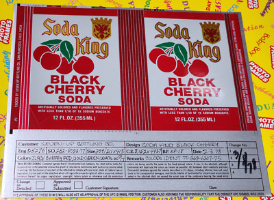 rare CONTINENTAL FLAT SODA CAN SODA KING BLACK CHERRY 7 UP  ART WORK  Museum 8w5