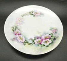 Antique Thomas Sevres Bavaria Plate Hand Painted Pink Wild Roses