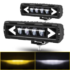 2X 6"inch LED Work Light Bar White Amber Dual Color DRL Driving Fog Offroad SUV