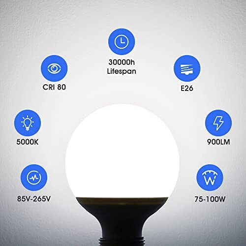 G25 LED Vanity Light Bulbs, 100W LED Globe Bulb Equivalent, 9W LED Vanity Bul...
