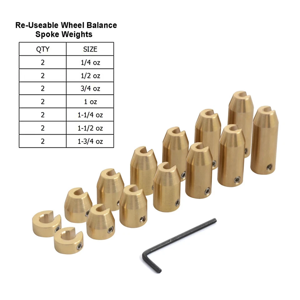 Repuesto de pesas de equilibrio de radios de rueda de latón reutilizables universales para motocicleta (14 piezas) Foto 4 de 4