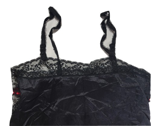 Vintage JC Penny Glossy Black Sheer Lace 2 Pc. Night Gown Top Panties Size Med - Picture 16 of 16