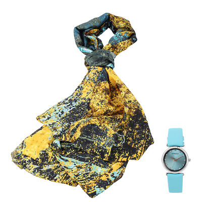 STRADA Watch Austrian Crystal w Bohemian Print Scarf Japan Movement Brand New