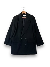 Free People Long Blazer Jacket Size L Black Maxima Smart Work Causal