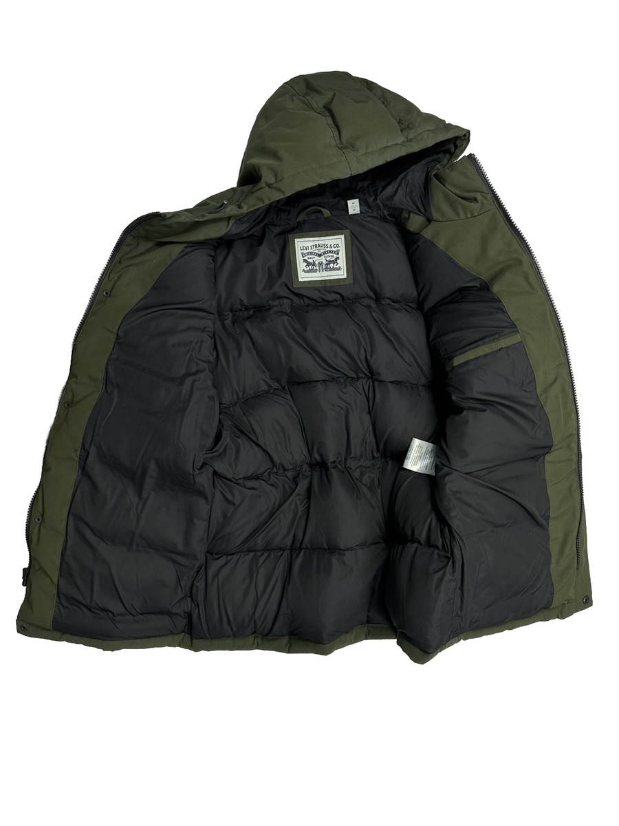 Levi's Men's Arctic Cloth Quilted Parka Jacket - Olive Green