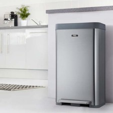 Image of XL Pedal Bin Wide Stainless Steel Rubbish Waste Recycling Dustbin in 3 Colours