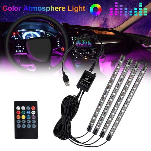Car Ambient Atmosphere Light RGB LED Interior Strip Lamp Trim Remote Control 12V - Picture 3 of 11