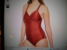 WOMENS SHIRRED MACRAME STRAP HIGH COVERAGE ONE-PIECE SWIMSUIT KONA SOL SZ S NWT