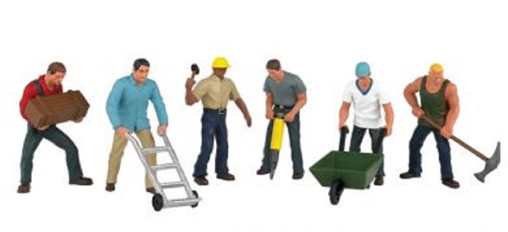 Bachmann Trains 33155 FIGURES - CONSTRUCTION WORKERS (6pcs/pk) - O Scale