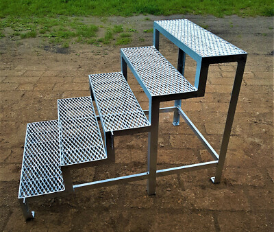 Scala In Acciaio Zincato 800 Mm - Gradino Singolo, Altezza 20 Cm, Resistente Alle Intemperie, Made In Germany - Foto 2