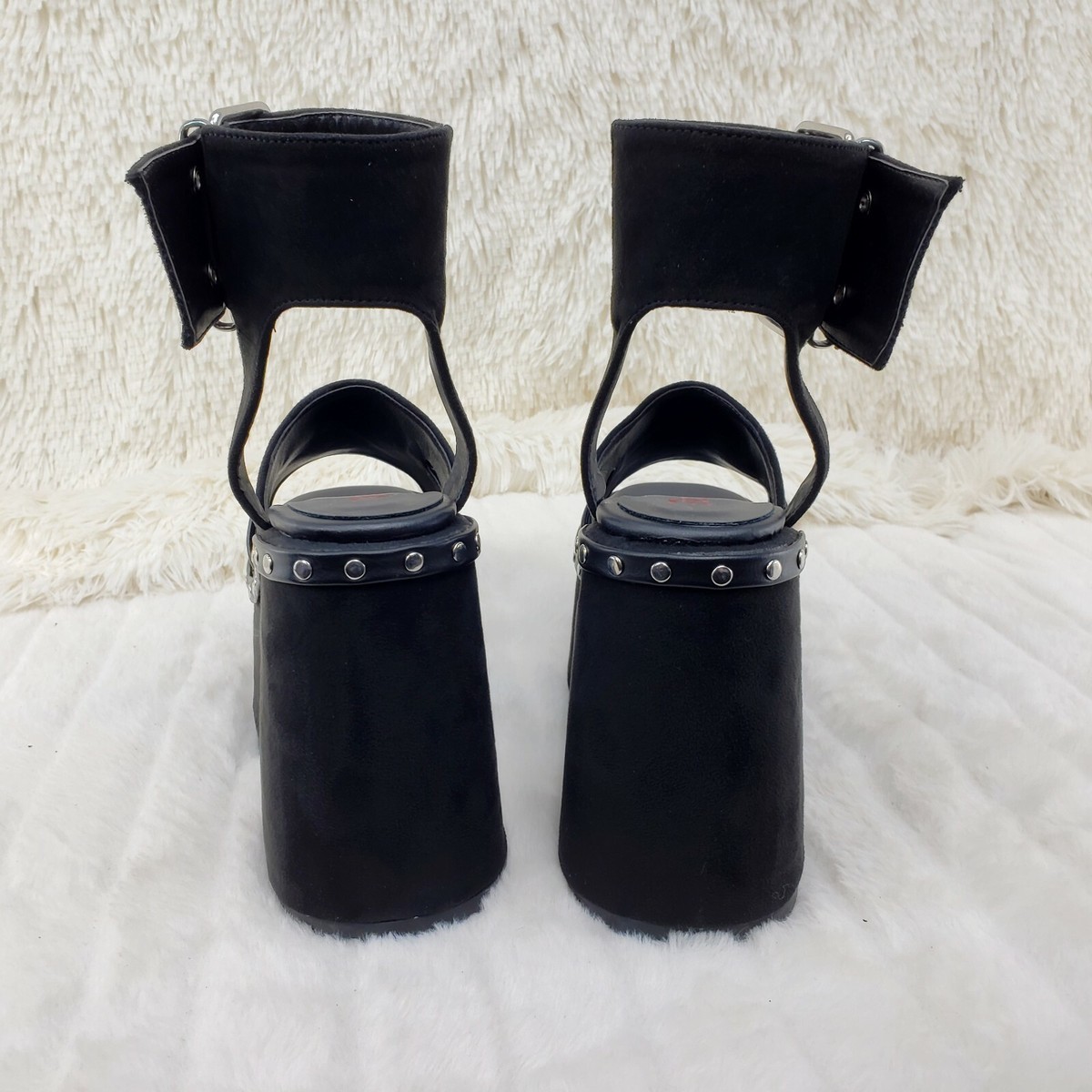Camel 102 Stacked Black Velvet Platform Sandals Goth Punk 6