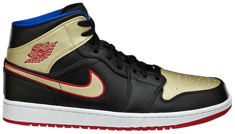 Size 11.5 - Jordan 1 Mid Black Gold Red for sale online | eBay