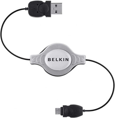 Belkin Einziehbares USB Kabel 1m Grau/Schwarz USB-A auf Micro-B Ladekabel