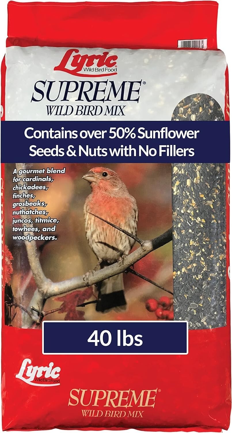 Lyric Supreme Wild Bird Seed 40 lb bag Wild Bird Food Mix with Nuts