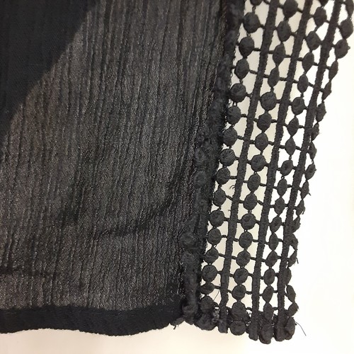Japna Top Black Crochet Back Vent Sleeveless Pullover Blouse Womens Size M Sheer - Picture 8 of 10