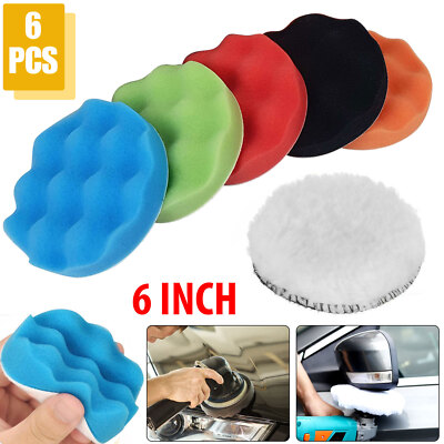 6pcs 6 Inch Car Buffing Pads Polishing for Drill Sponge Kit Waxing Foam Polisher