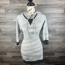 MAURICES Pullover Grey Striped Hooded Sweater Dress Women's Size XS