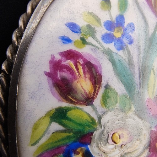 Antica spilla mazzo di fiori Limoges corda orlo impreziosito cerniera a T chiusura a C 2 in - Foto 13 di 24
