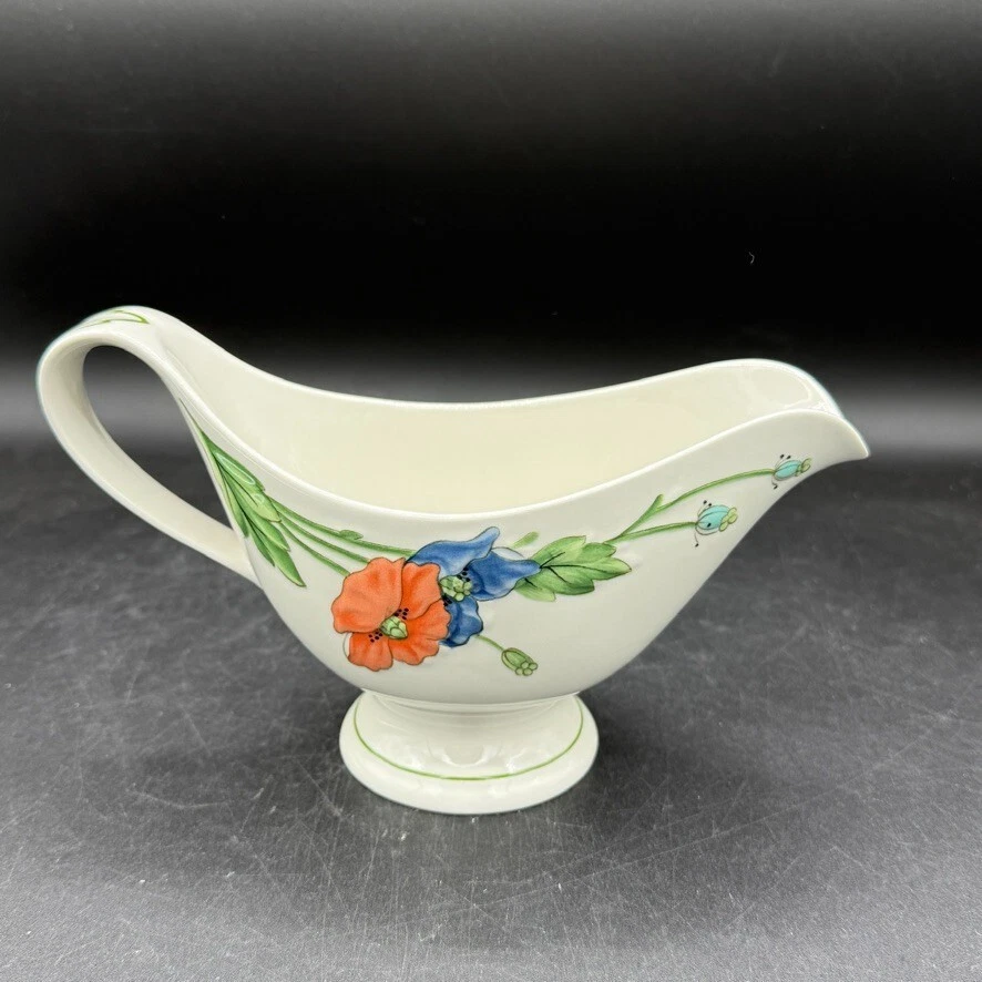 Villeroy & Boch Amapola Servir Salsa Barco Amapolas Floral Art Deco Foto 3 de 4