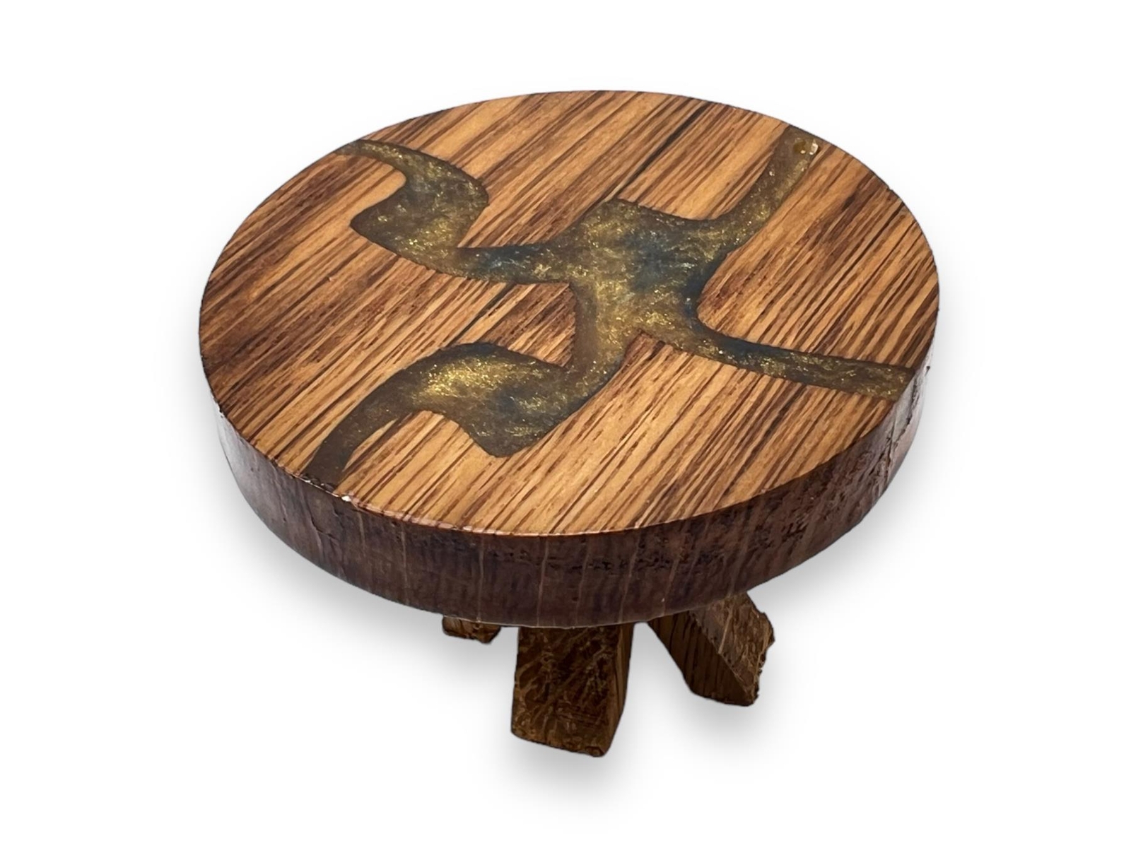Casa Delle Bambole Fiume Tavolo Massiccio Quercia Rotondo Epoxy Resina 1:24 da