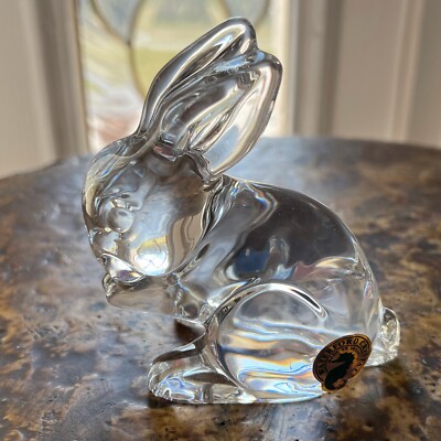Waterford Crystal Bunny RABBIT Ears Up Cleaning Paws Paperweight ...