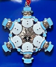 2022 Snowmen Ornament by Regent Square 6 Snowmen Snowflake Design Crystal NEW