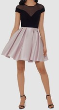  219 Betsy  Adam Women's Black Illusion Colorblocked Fit  Flare Dress Size 4