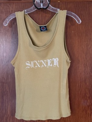 Evil Brand Clothing Sinner Tank Top Green Gothic Script XL