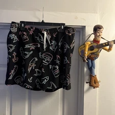 Chubbies Neon Lights Swim Trunks Men’s Large 36 Mesh Lined Pirate Parrot Shark 