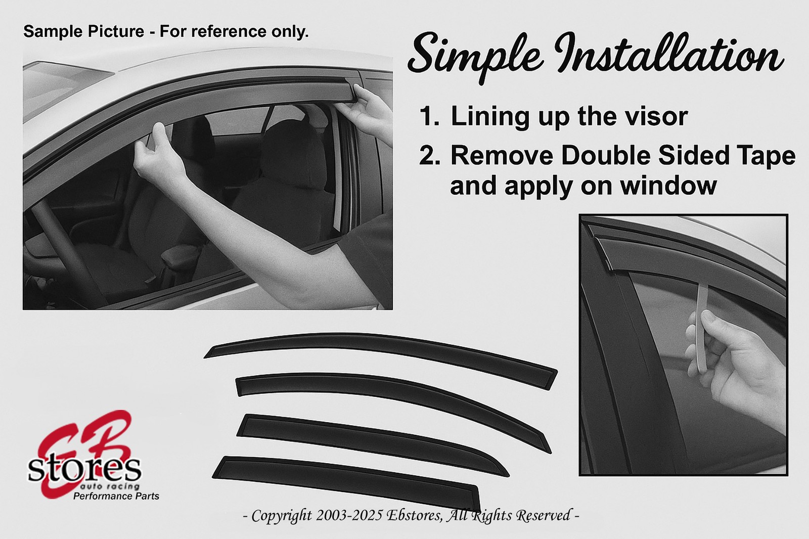 Dark Smoke JDM Window Visors For GMC Terrain 2010-2017 – 4-Piece Outside-Mounted Deflectors, Glossy Acrylic