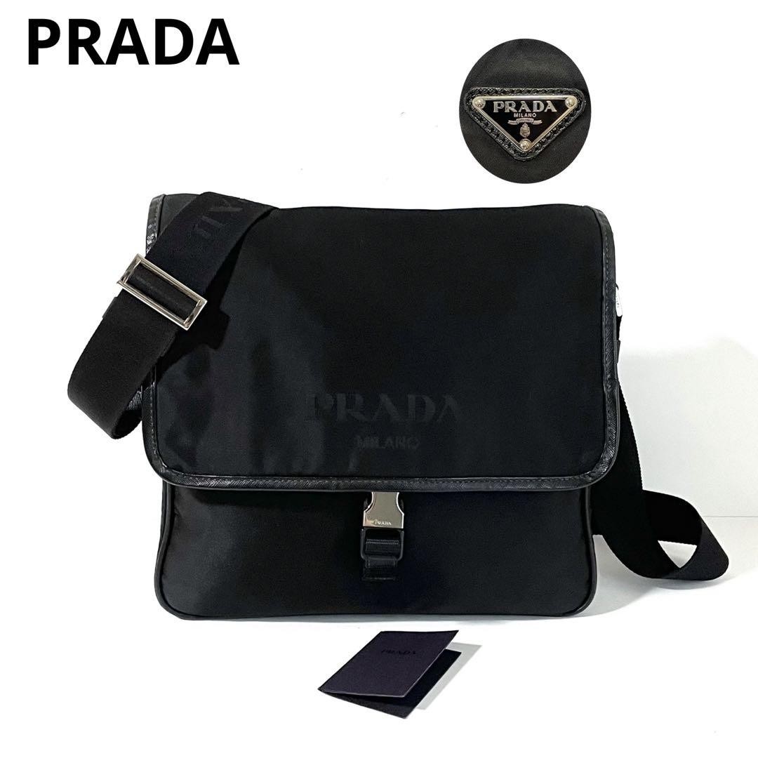 Prada nylon saffiano logo jacquard shoulder bag in excellent condition