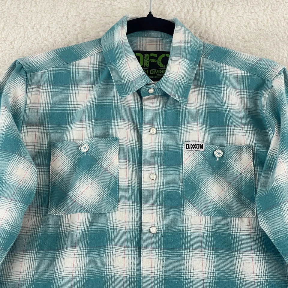 Camisa con botones de franela Dixxon Youth Fria para niños talla XL azul a cuadros manga larga Foto 3 de 4