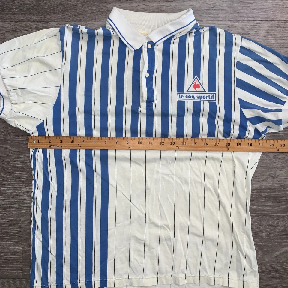 Vintage Le Coq Sportif French Open Striped Tennis Polo Shirt Sz. M Japan - Image 4 of 4