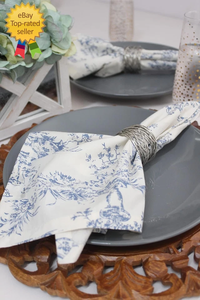 Servilletas de tela - Juego de servilletas reutilizables 12-100 % algodón - Country French Toile Foto 4 de 4