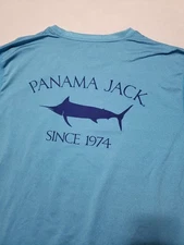 Panama Jack T Shirt Mens L Blue Lightweight Fishing Shirt Pocket Back Logo 1974