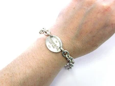 Tiffany & Co Sterling Silver Please Return To New York Oval Tag Bracelet 7.5"