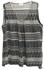 Collective Concepts Women's Black White 1X Sleeveless Polyester Top