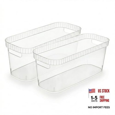 Narrow Storage Bins   Slim, Clear Plastic Storage Narrow - 15  X 6  X 6  2