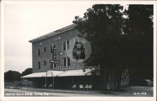 RPPC Hotel Alma,GA Cline 2-V-128 Bacon County Real Photo Post Card Vintage PC