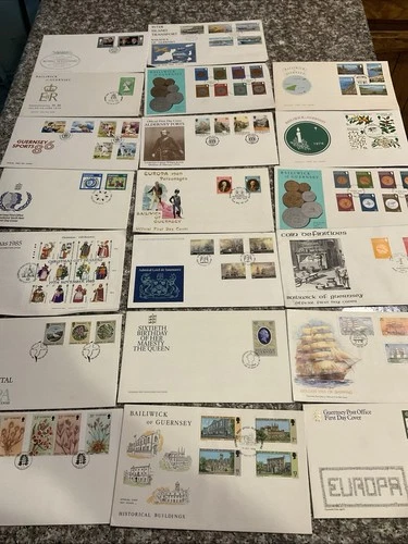 Vtg. Lot of 20 Guernsey First Day Covers FDC 1970’s - 1980’s