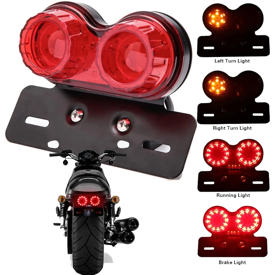 Universal Motorcycle LED Tail Light Brake Stop Turn Signal For Harley Cafe Racer - Image 3 of 4